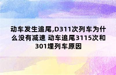 动车发生追尾,D311次列车为什么没有减速 动车追尾3115次和301埋列车原因